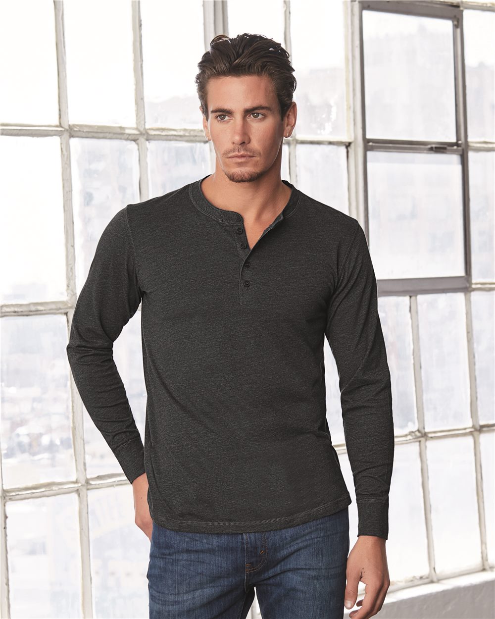 men's long sleeve henley top